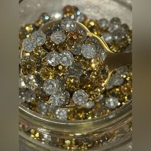 Gold plastic flat back rhinestones